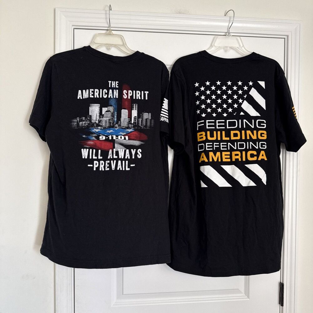 Lot of 2 Nine Line XL Black T-Shirts 9-11 Team JCB Feeding Building Defending